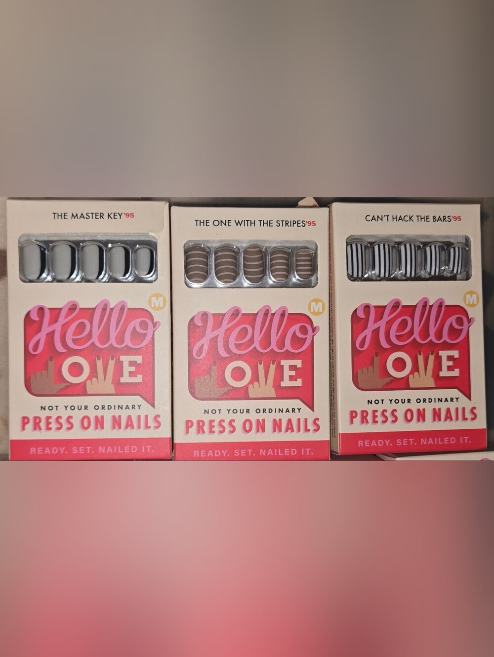 Hello Love Press On Nails 3 Pack Bundle - The Master Key, The Stripes, The Bars